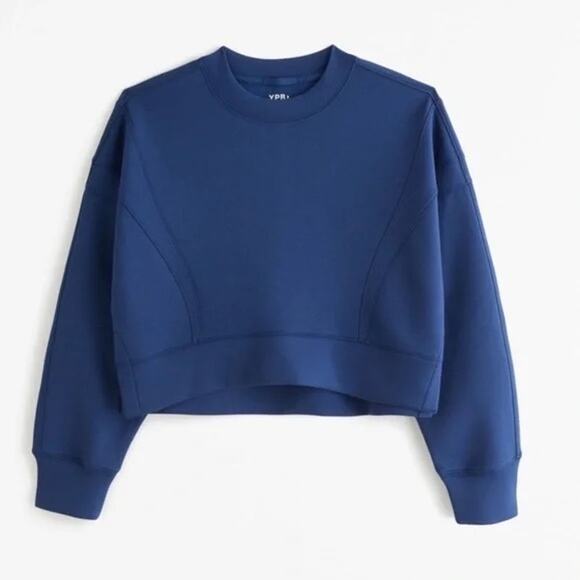 Abercrombie & Fitch Tops - [Abercrombie & Fitch] YPB Blue neoKnit Cropped Crew Neck Sweatshirt Size Large L
